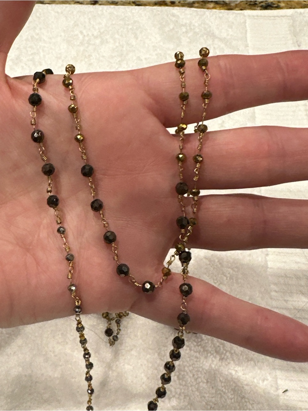 Delicate Brown and Gold Beaded Women's Necklace
